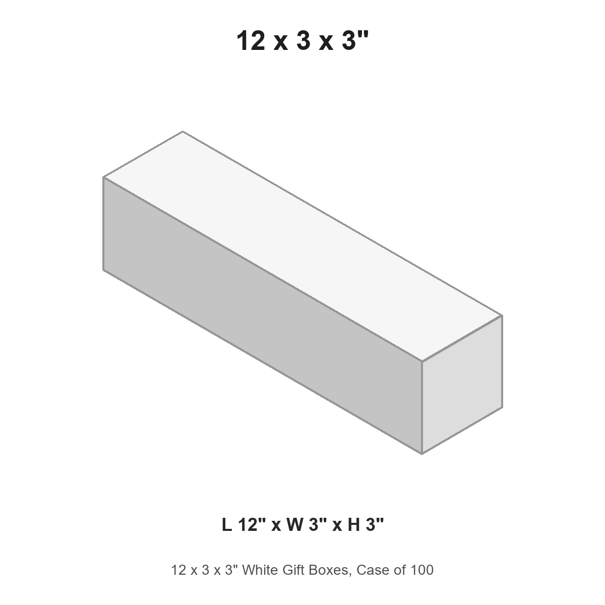 12 x 3 x 3" White Gift Boxes, Case of 100