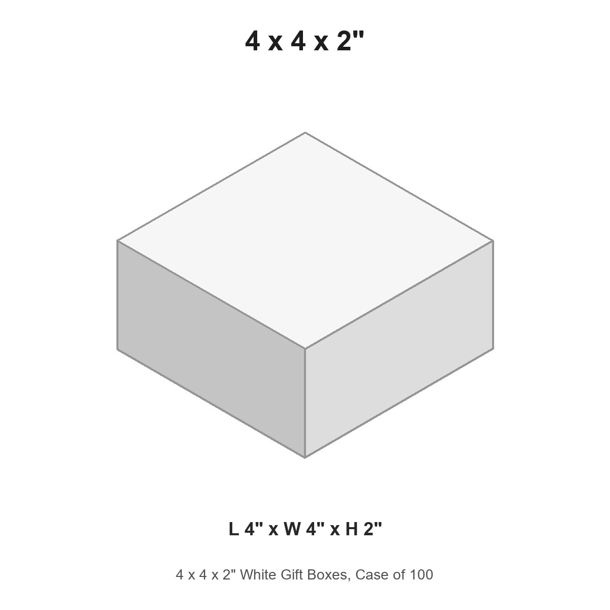 4 x 4 x 2" White Gift Boxes, Case of 100