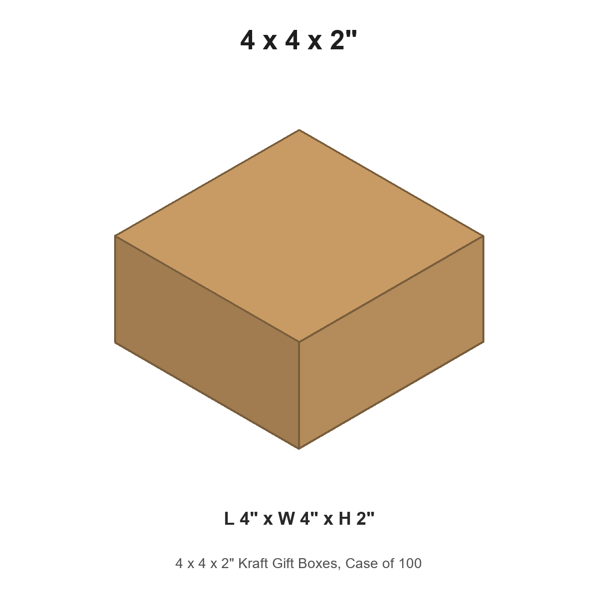 4 x 4 x 2" Kraft Gift Boxes, Case of 100