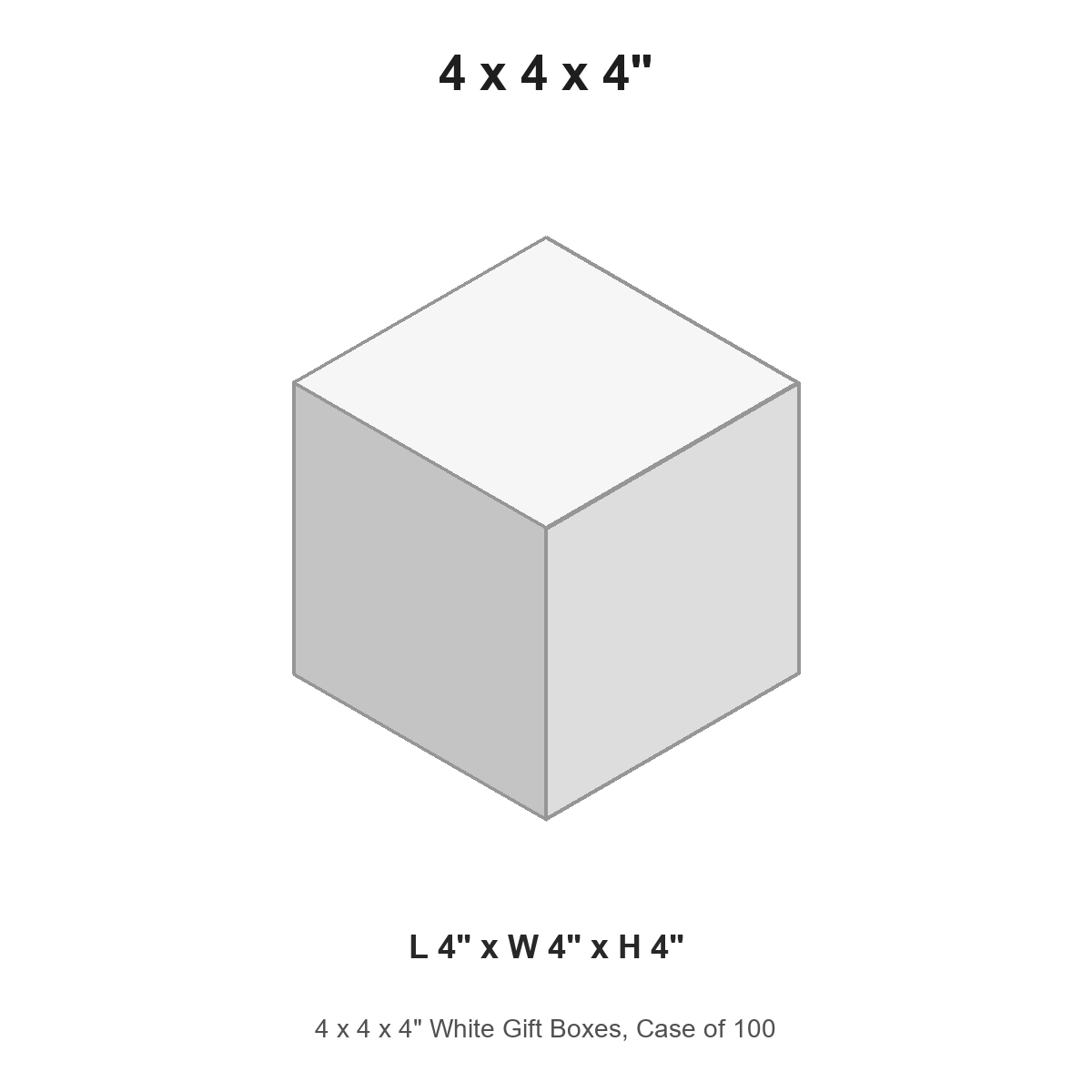 4 x 4 x 4" White Gift Boxes, Case of 100