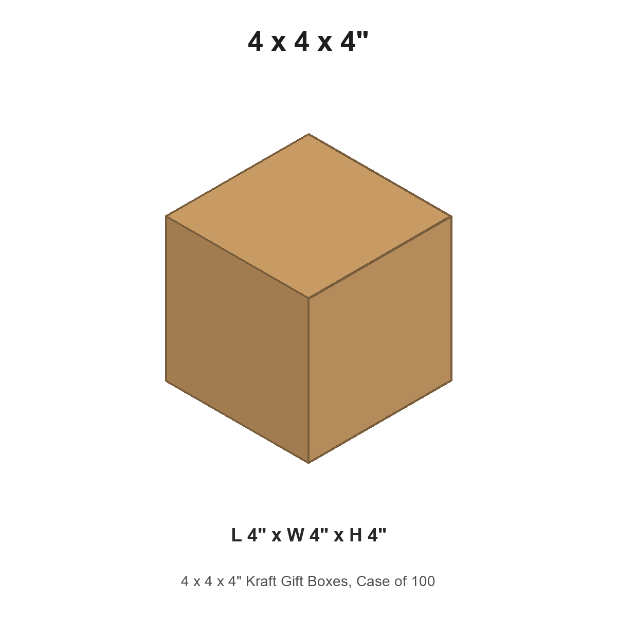 4 x 4 x 4" Kraft Gift Boxes, Case of 100