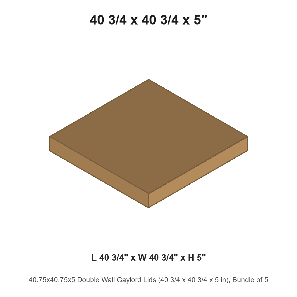 40.75x40.75x5 Double Wall Gaylord Lids (40 3/4 x 40 3/4 x 5 in), Bundle of 5