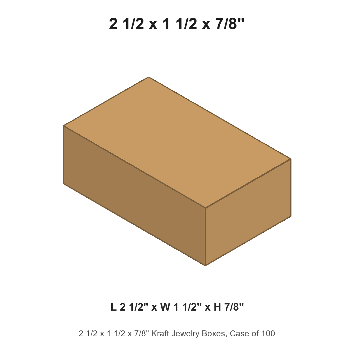 2 1/2 x 1 1/2 x 7/8" Kraft Jewelry Boxes, Case of 100