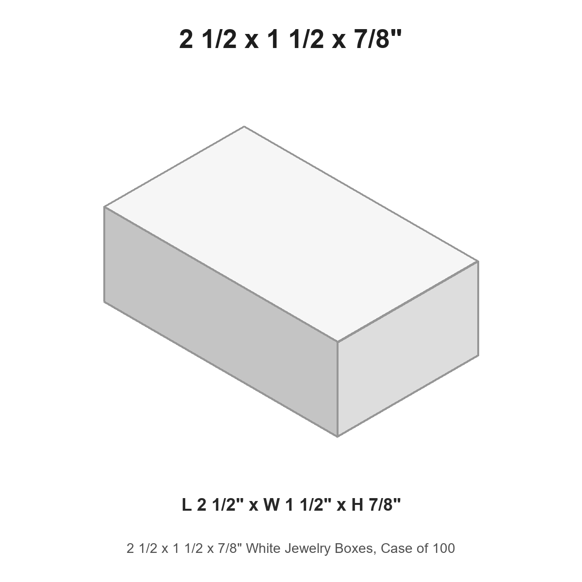 2 1/2 x 1 1/2 x 7/8" White Jewelry Boxes, Case of 100