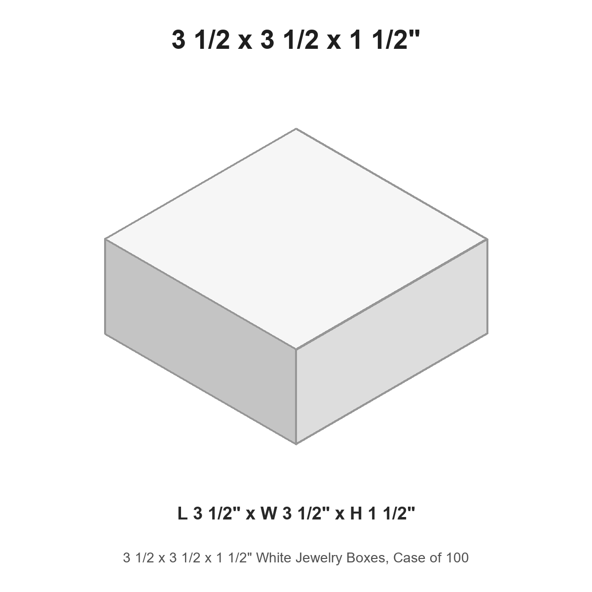 3 1/2 x 3 1/2 x 1 1/2" White Jewelry Boxes, Case of 100