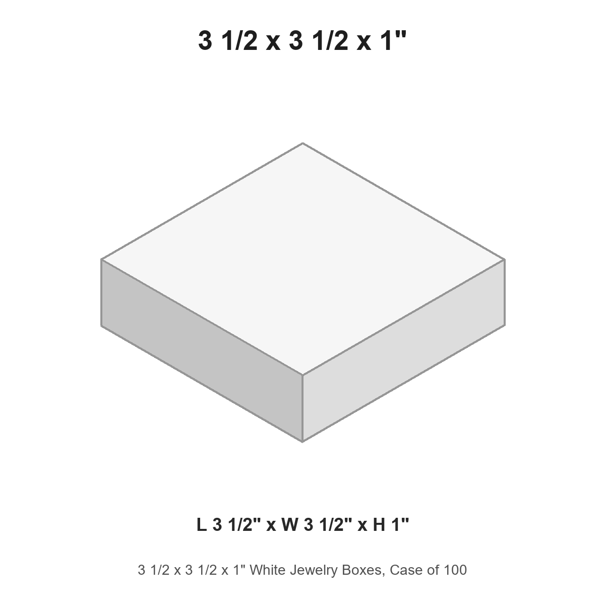 3 1/2 x 3 1/2 x 1" White Jewelry Boxes, Case of 100