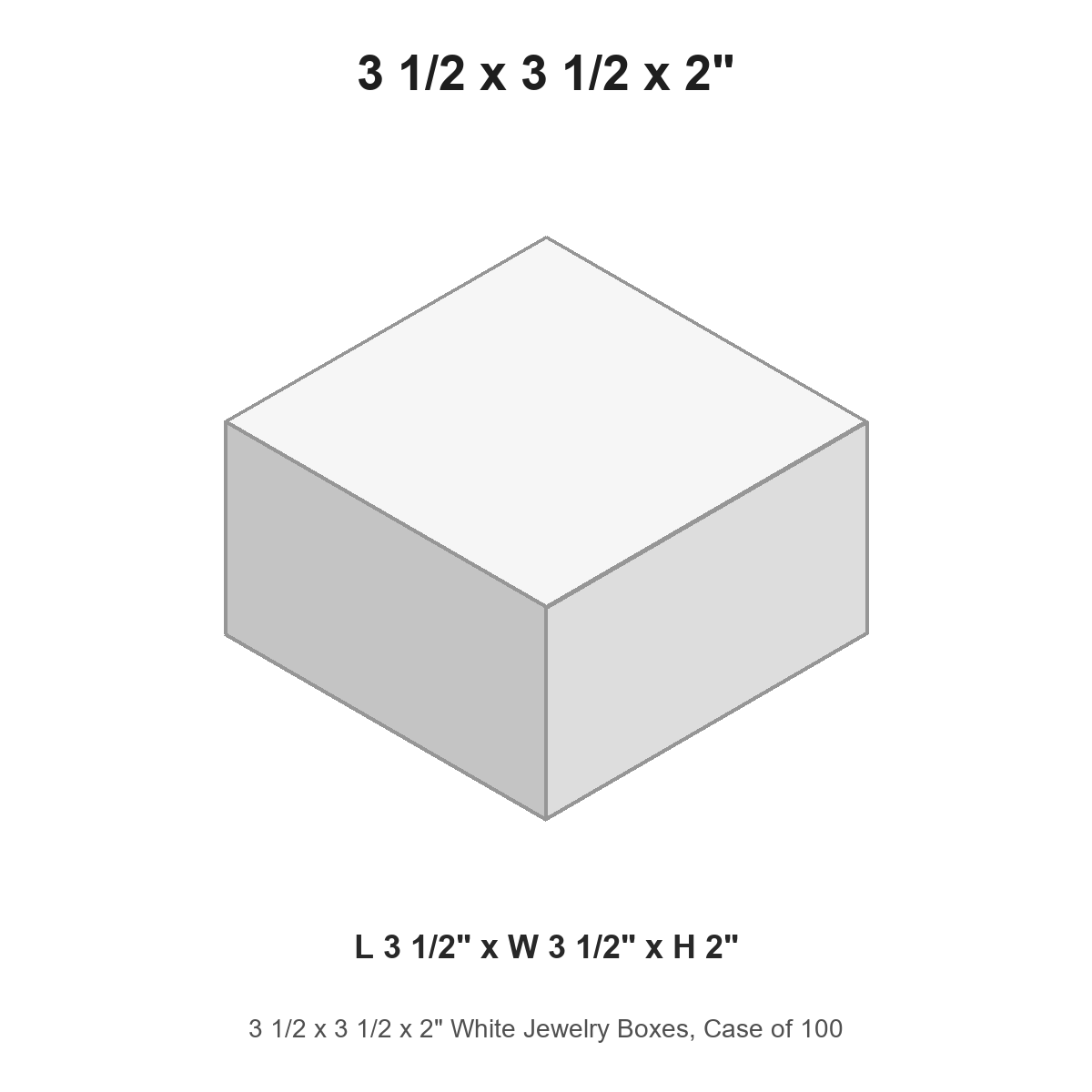 3 1/2 x 3 1/2 x 2" White Jewelry Boxes, Case of 100