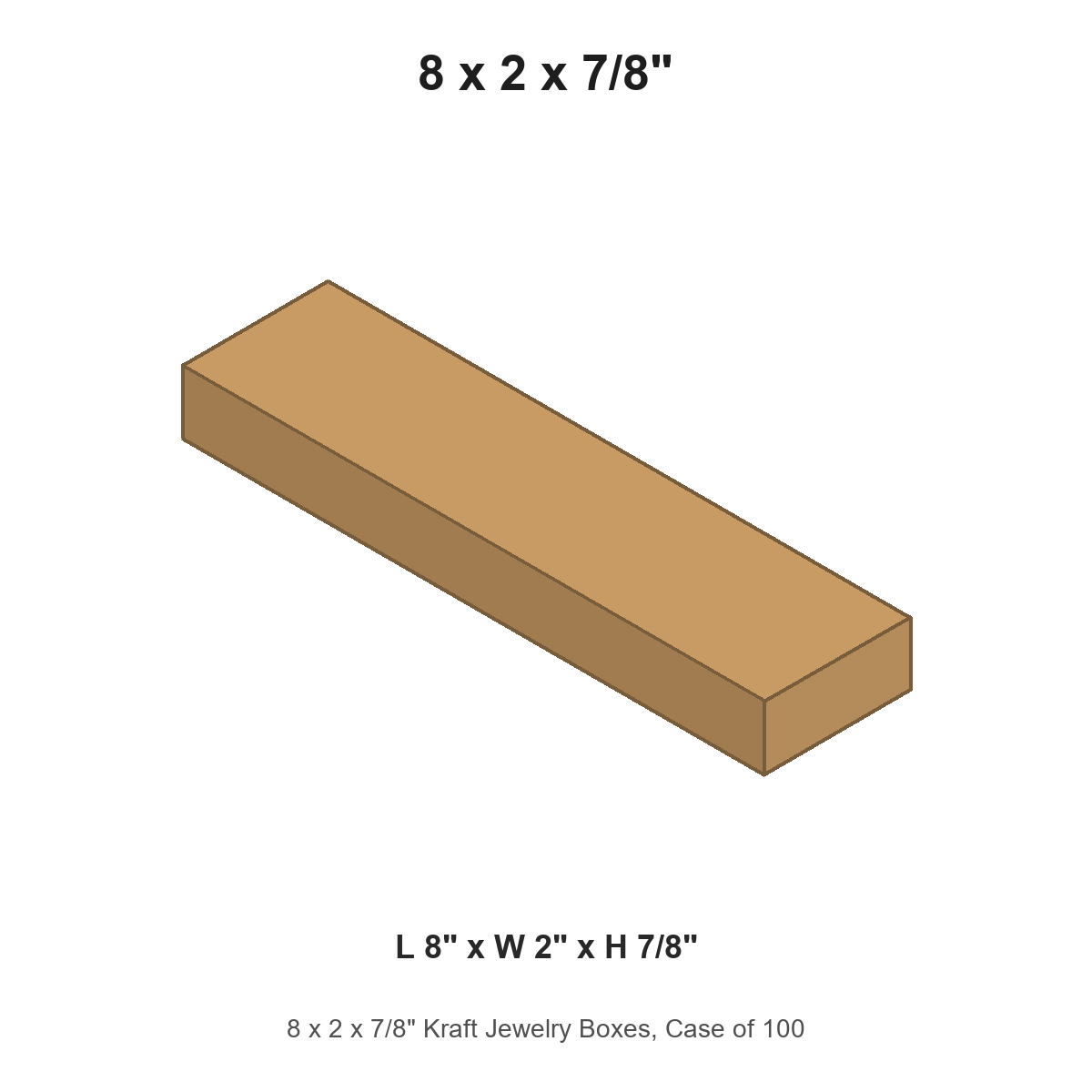 8 x 2 x 7/8" Kraft Jewelry Boxes, Case of 100