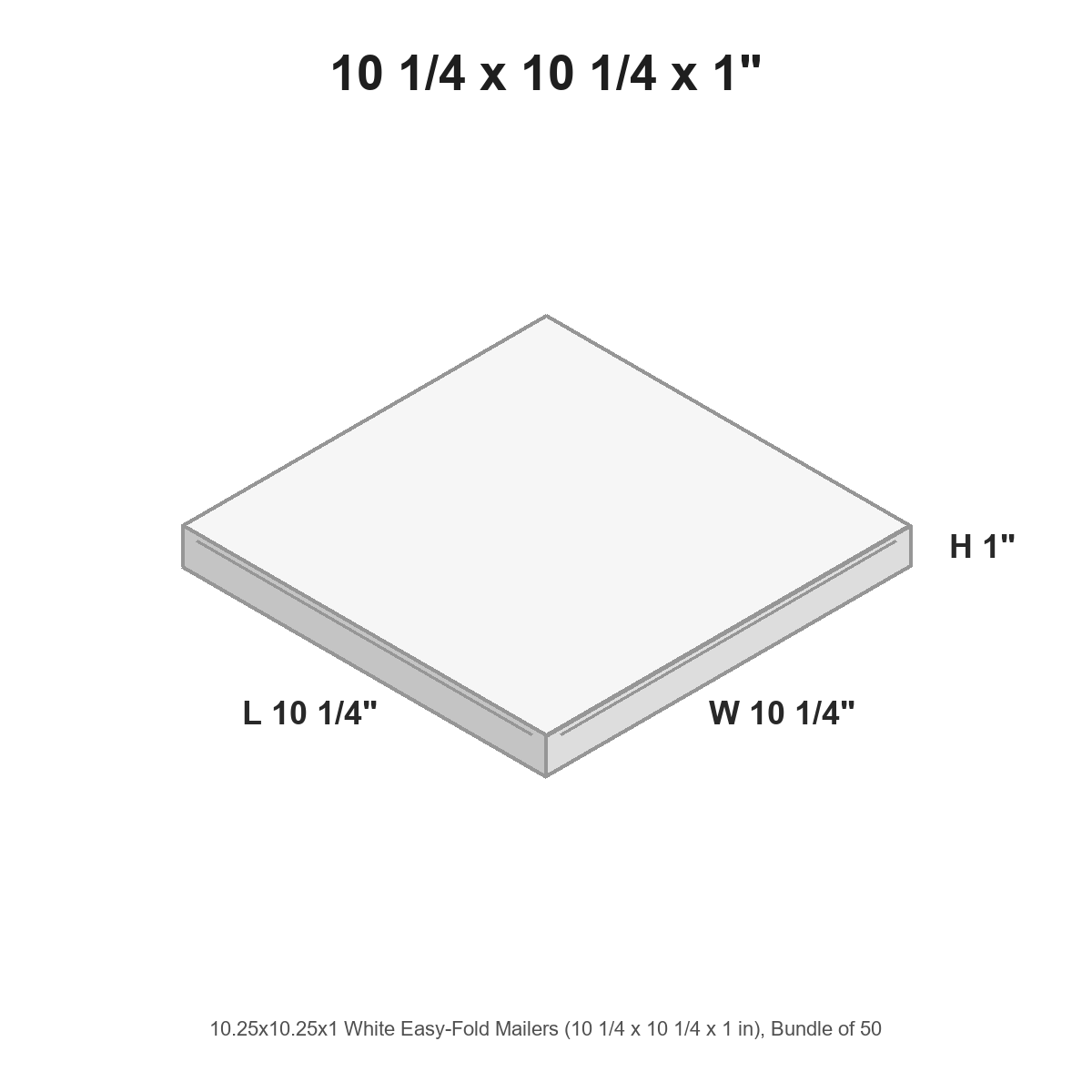 10.25x10.25x1 White Easy-Fold Mailers