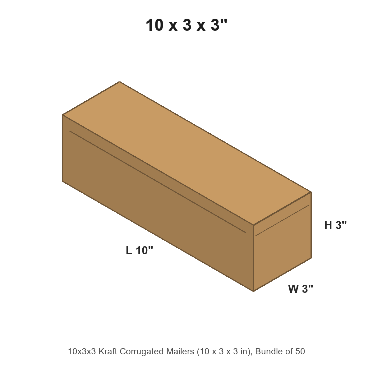 10x3x3 Kraft Corrugated Mailers