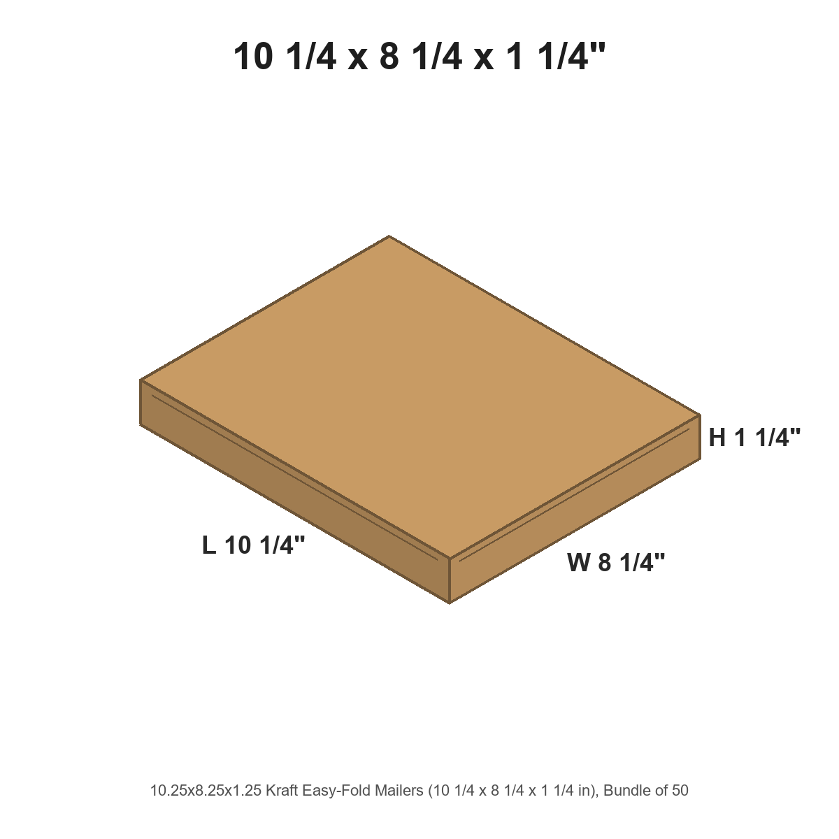 10.25x8.25x1.25 Kraft Easy-Fold Mailers
