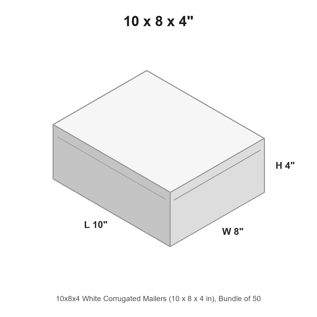 10x8x4 White Corrugated Mailers