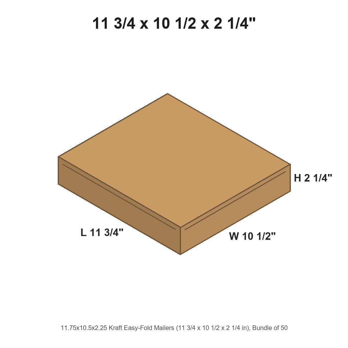11.75x10.5x2.25 Kraft Easy-Fold Mailers
