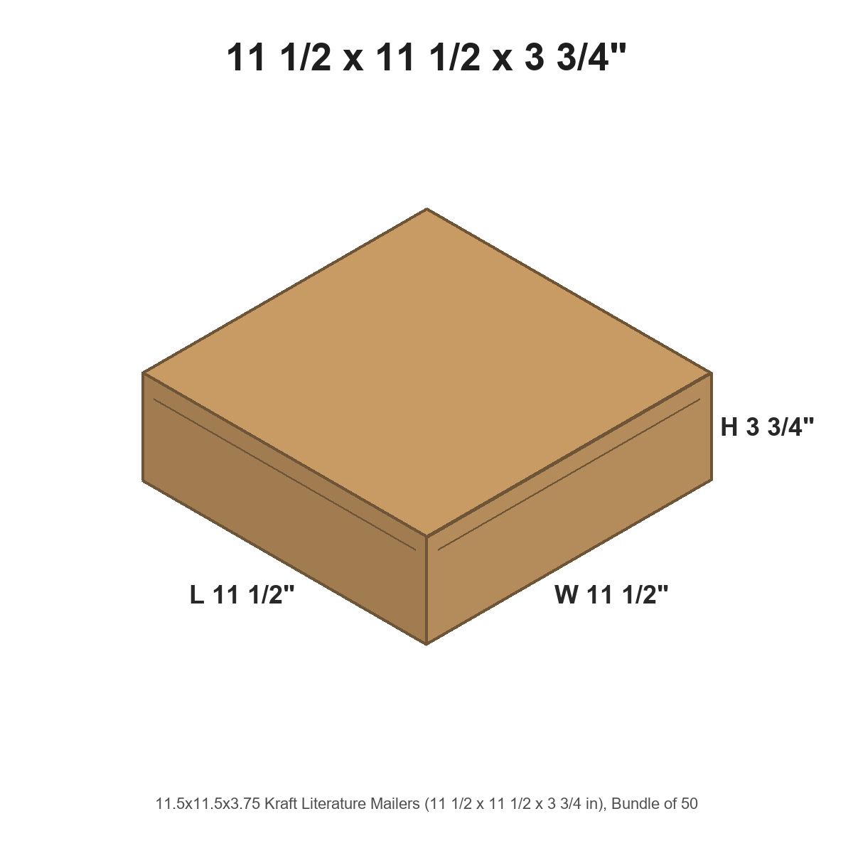 11.5x11.5x3.75 Kraft Literature Mailers