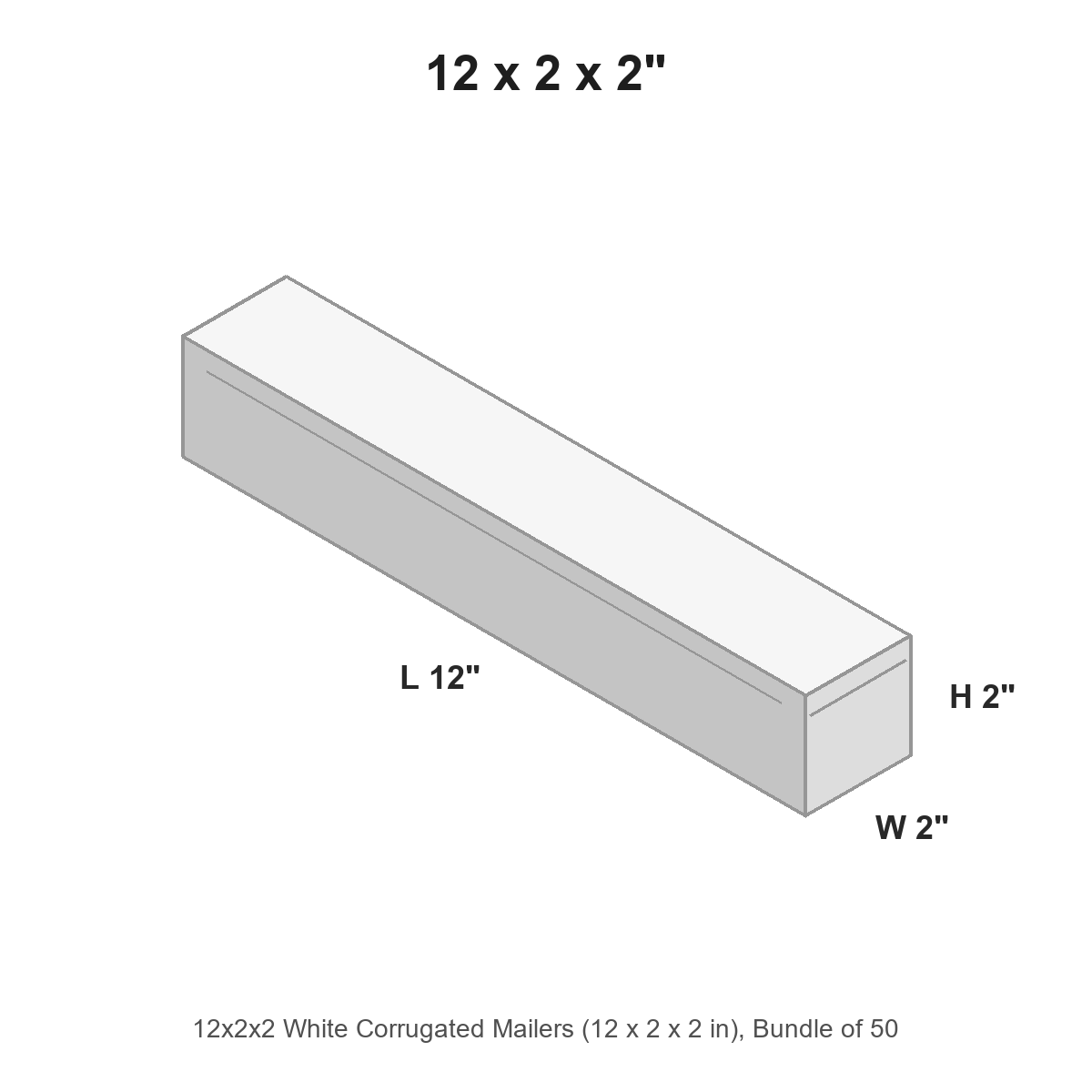 12x2x2 White Corrugated Mailers