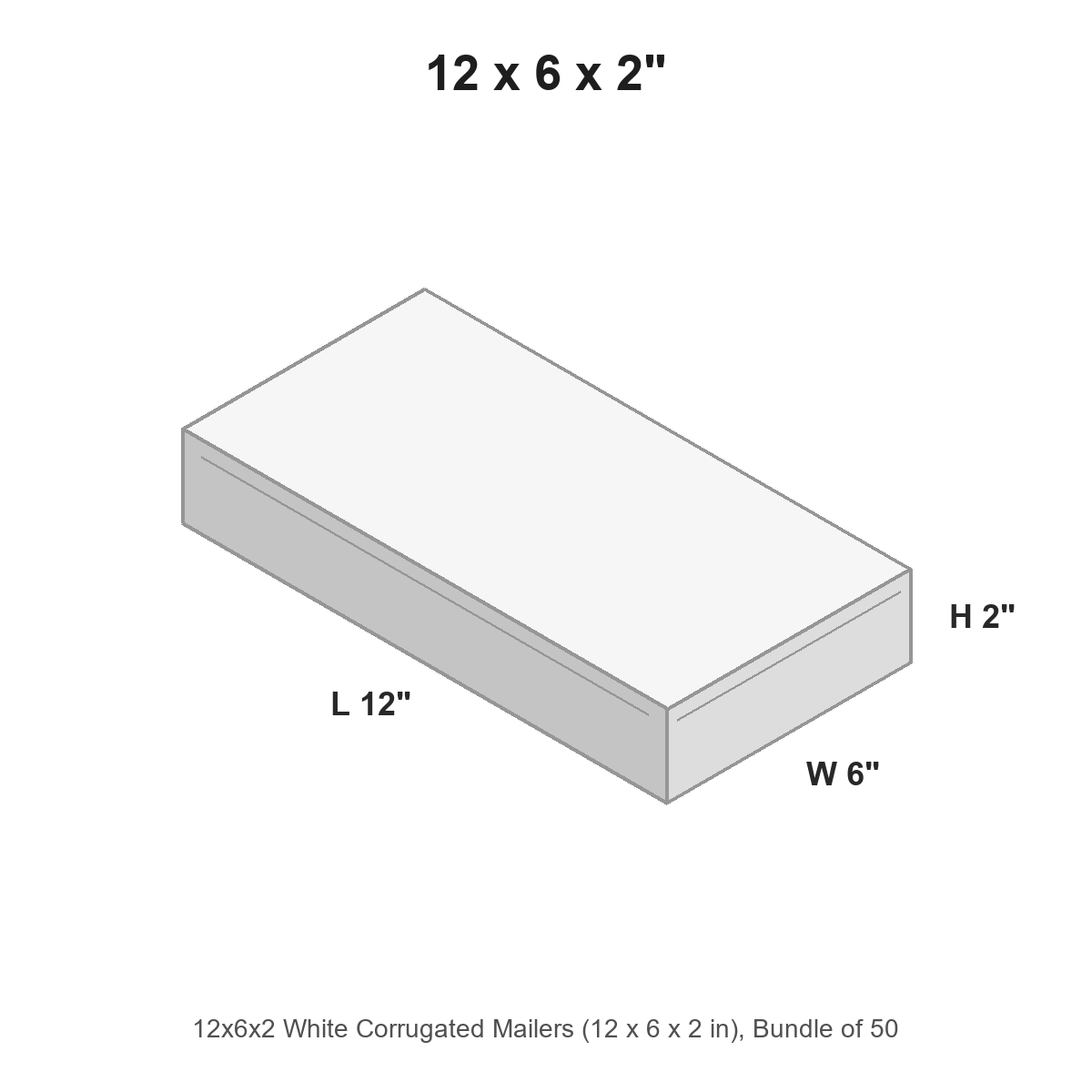12x6x2 White Corrugated Mailers