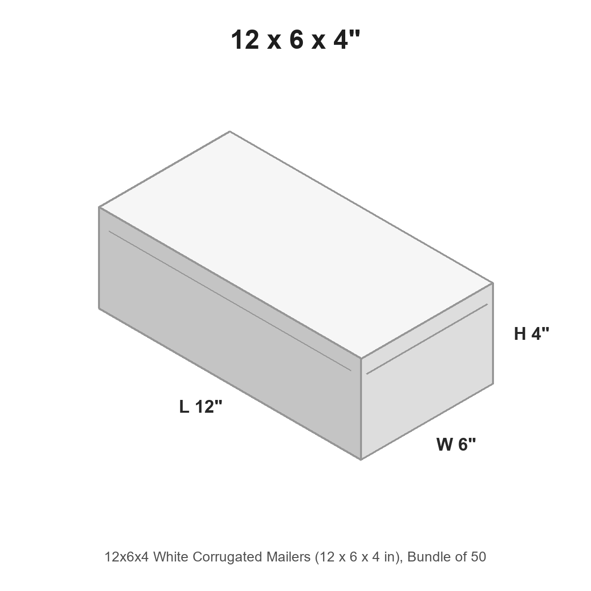 12x6x4 White Corrugated Mailers