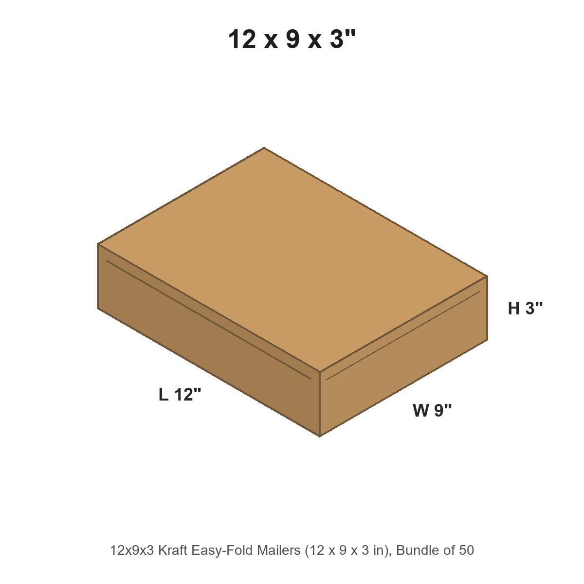 12x9x3 Kraft Easy-Fold Mailers