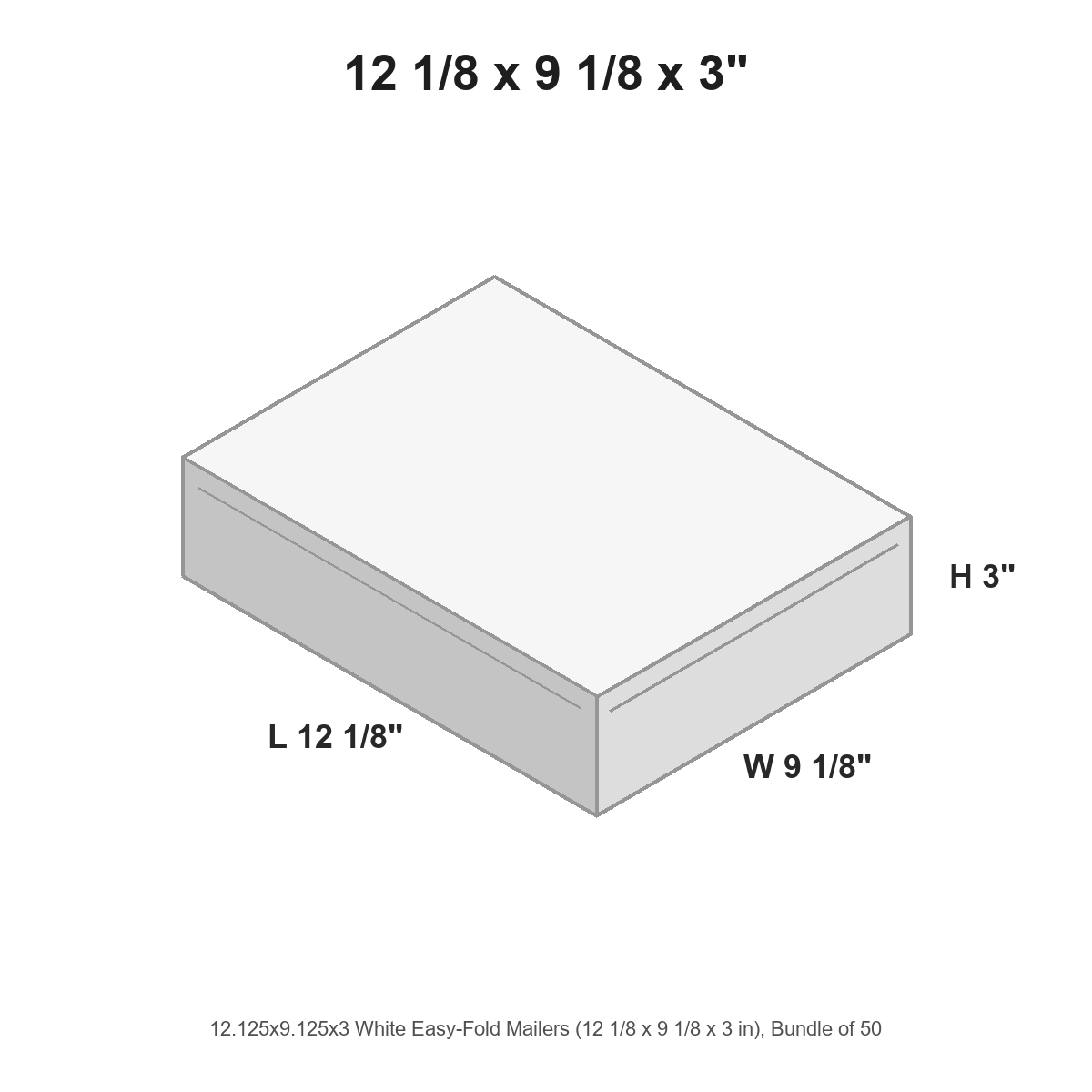 12.125x9.125x3 White Easy-Fold Mailers