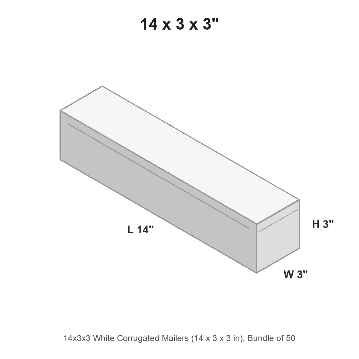 14x3x3 White Corrugated Mailers