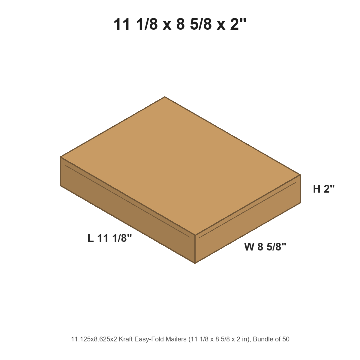 11.125x8.625x2 Kraft Easy-Fold Mailers