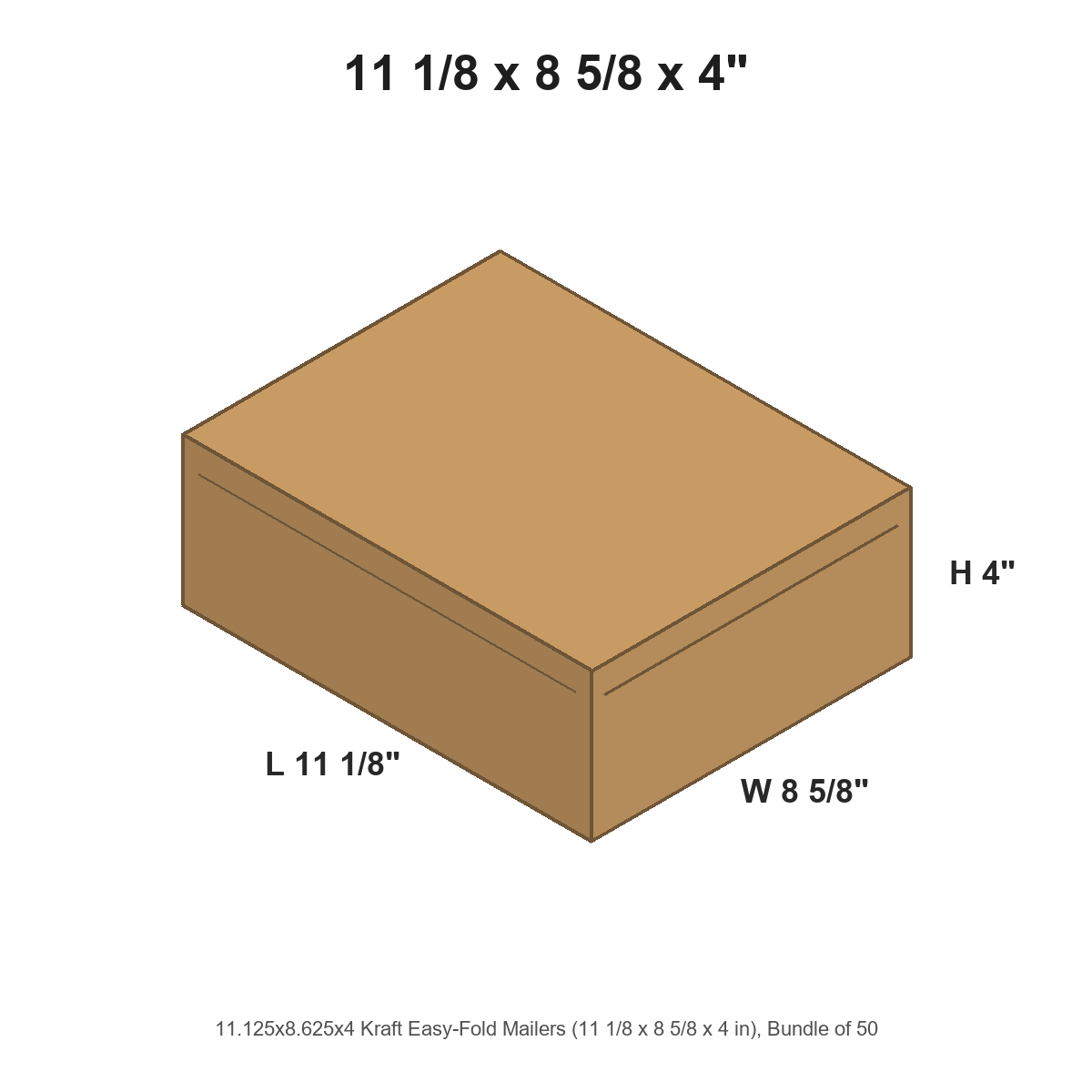 11.125x8.625x4 Kraft Easy-Fold Mailers