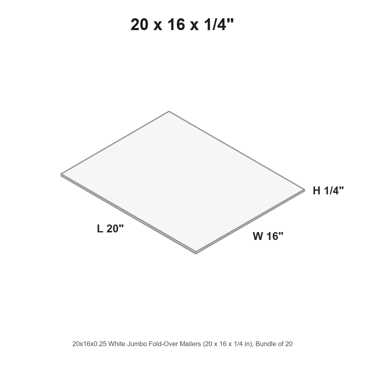 20x16x0.25 White Jumbo Fold-Over Mailers