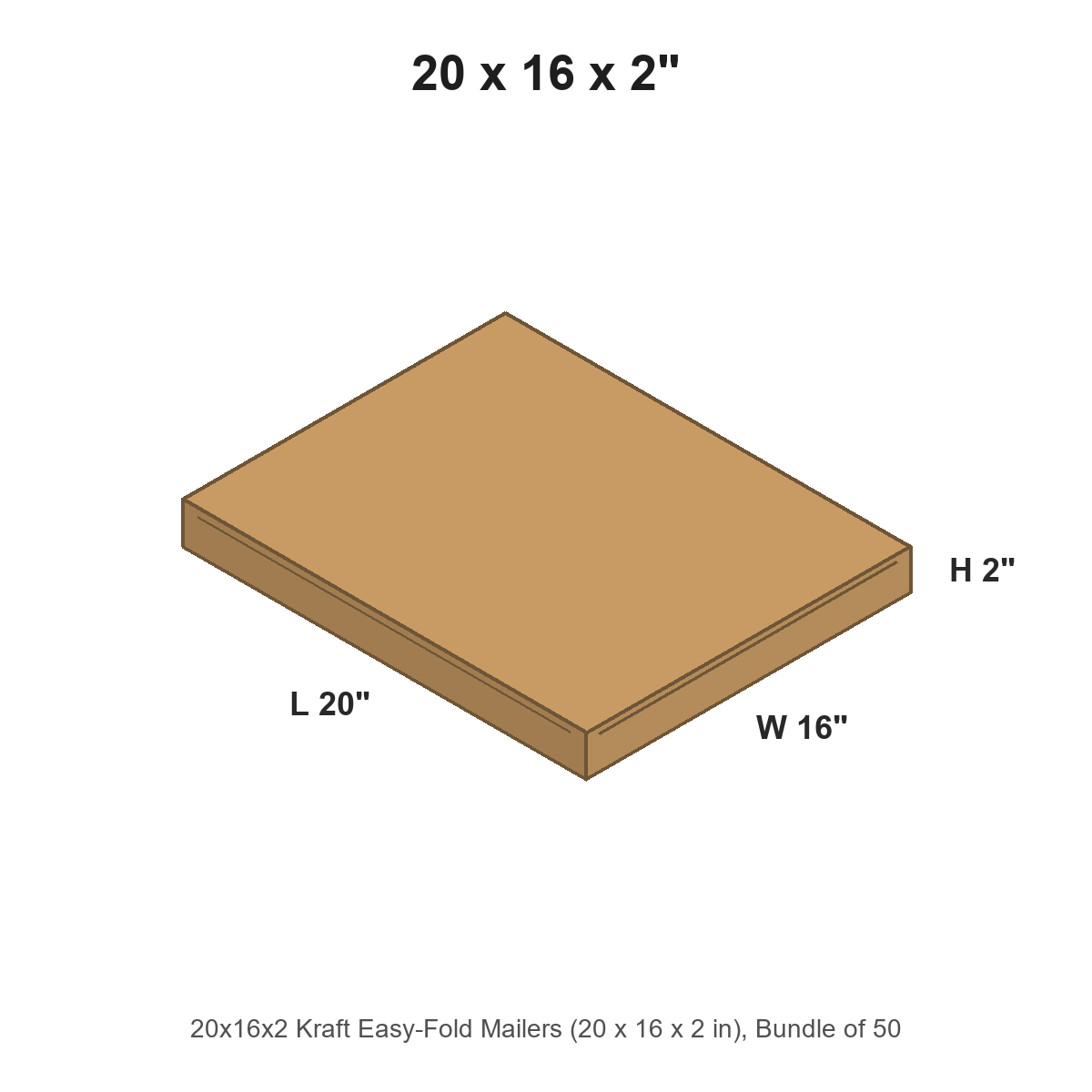 20x16x2 Kraft Easy-Fold Mailers
