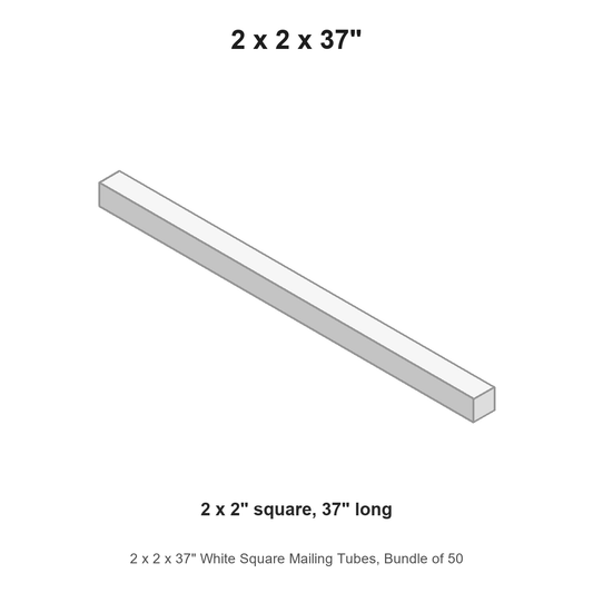 2 x 2 x 37" White Square Mailing Tubes