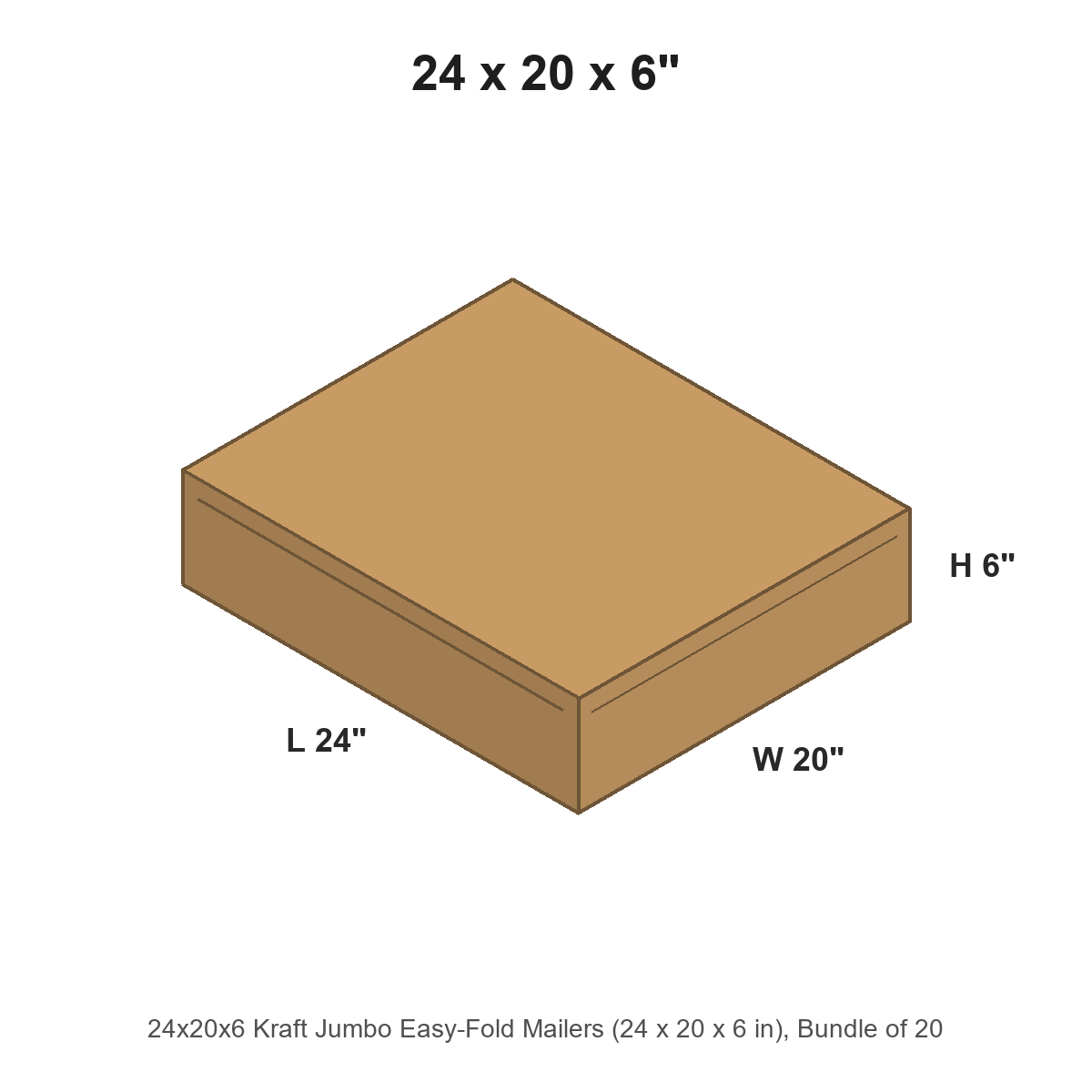 24x20x6 Kraft Jumbo Easy-Fold Mailers