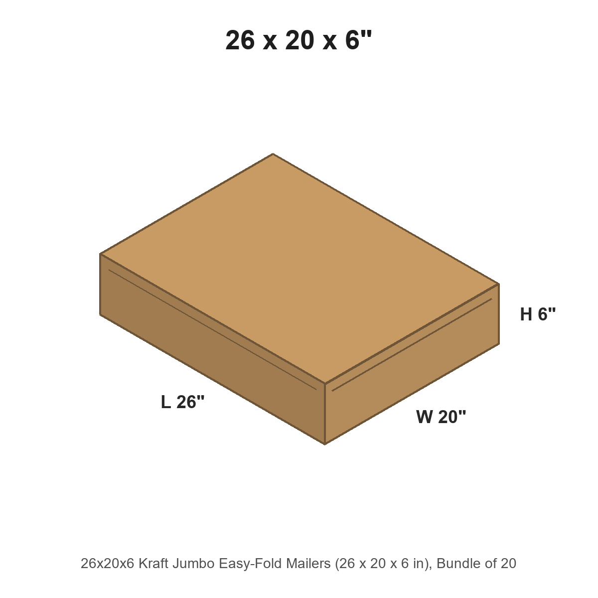 26x20x6 Kraft Jumbo Easy-Fold Mailers