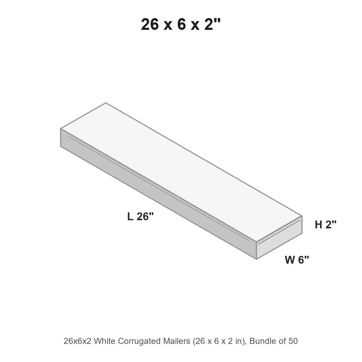 26x6x2 White Corrugated Mailers
