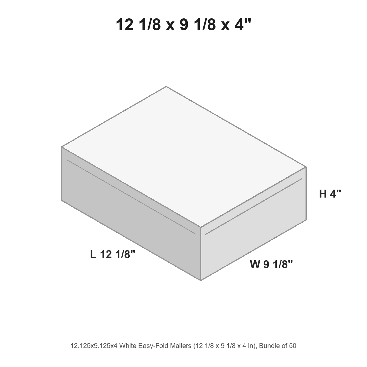 12.125x9.125x4 White Easy-Fold Mailers