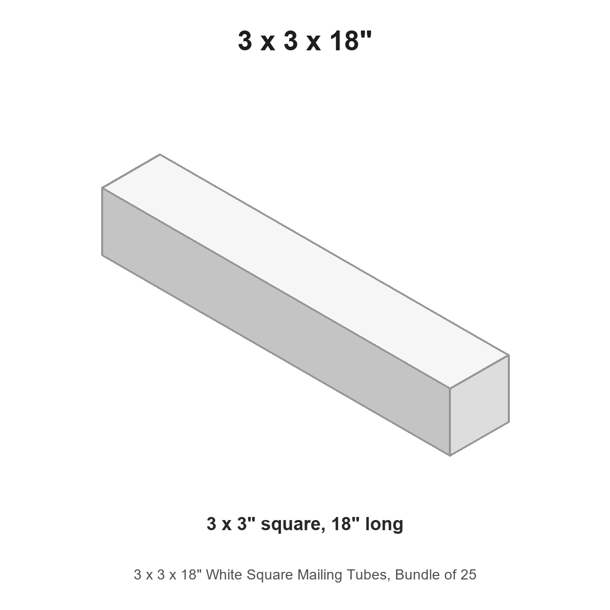 3 x 3 x 18" White Square Mailing Tubes