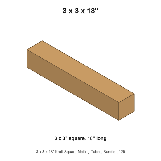 3 x 3 x 18" Kraft Square Mailing Tubes