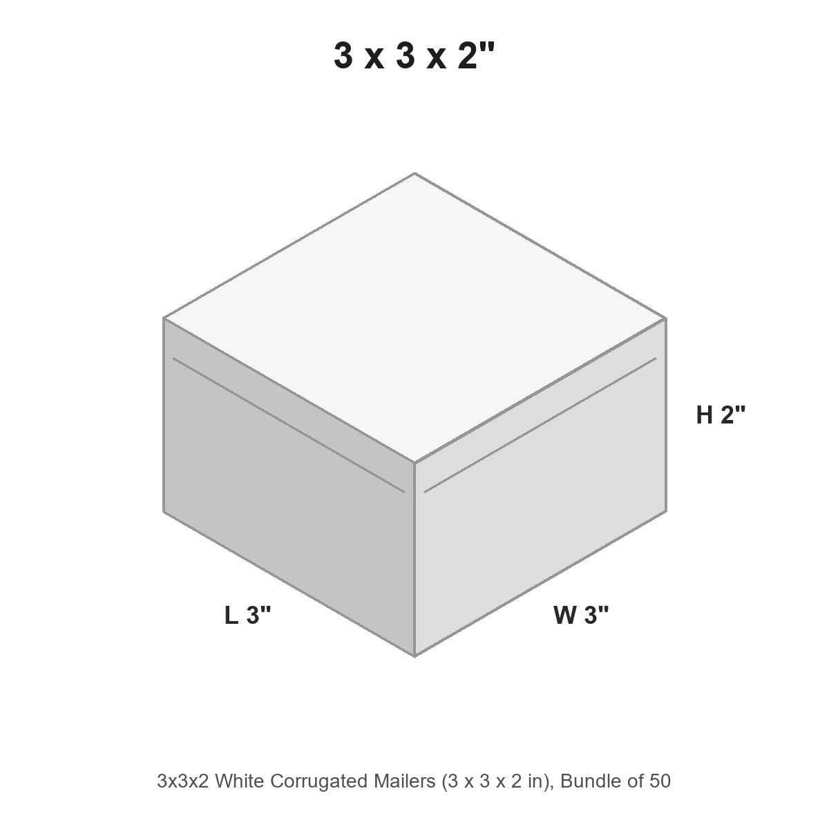3x3x2 White Corrugated Mailers