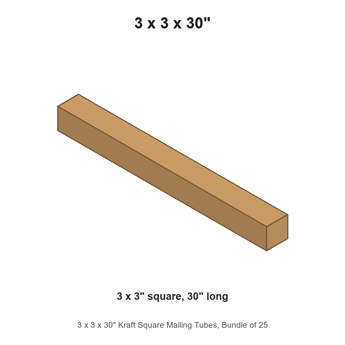 3 x 3 x 30" Kraft Square Mailing Tubes