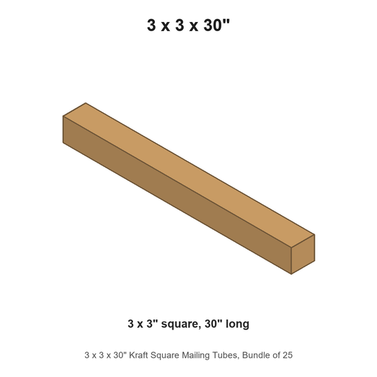 3 x 3 x 30" Kraft Square Mailing Tubes