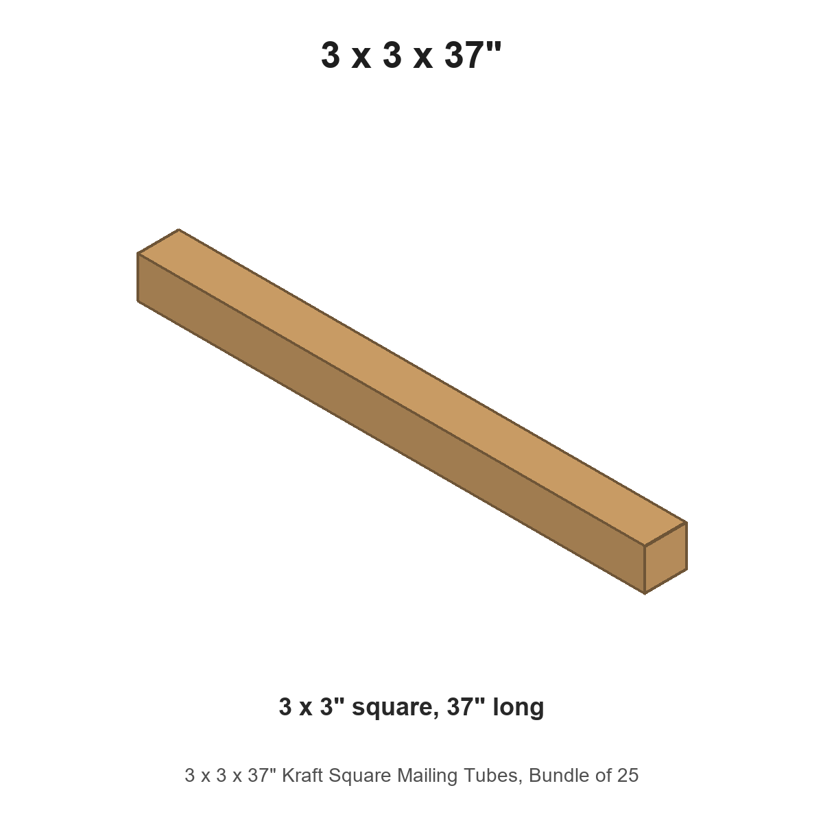 3 x 3 x 37" Kraft Square Mailing Tubes
