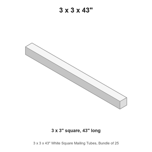 3 x 3 x 43" White Square Mailing Tubes