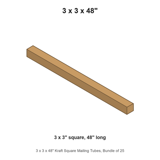 3 x 3 x 48" Kraft Square Mailing Tubes