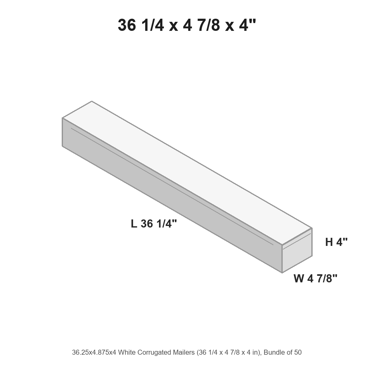 36.25x4.875x4 White Corrugated Mailers