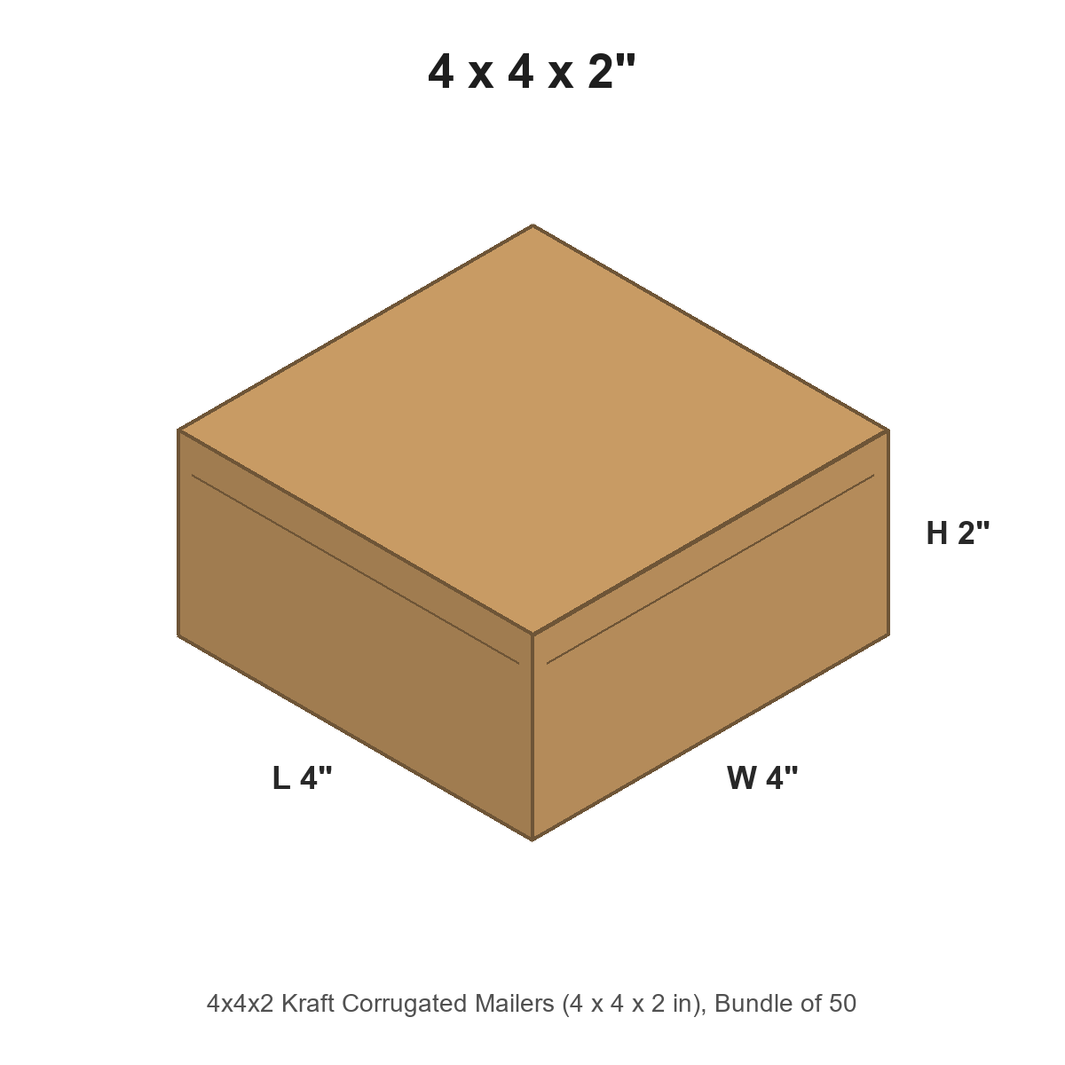 4x4x2 Kraft Corrugated Mailers