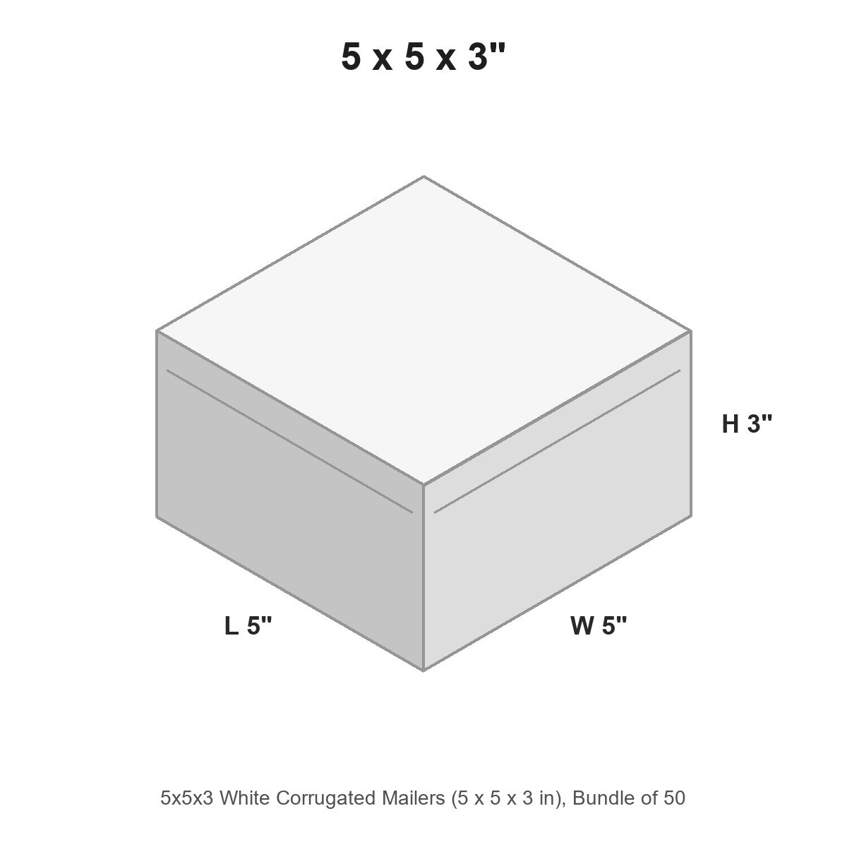 5x5x3 White Corrugated Mailers