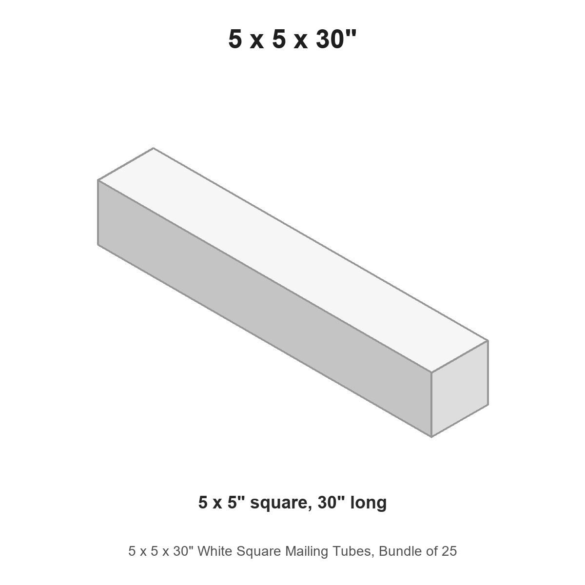 5 x 5 x 30" White Square Mailing Tubes