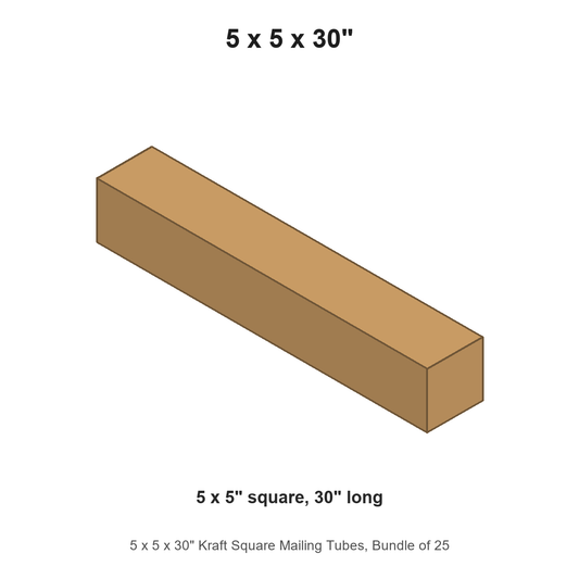 5 x 5 x 30" Kraft Square Mailing Tubes