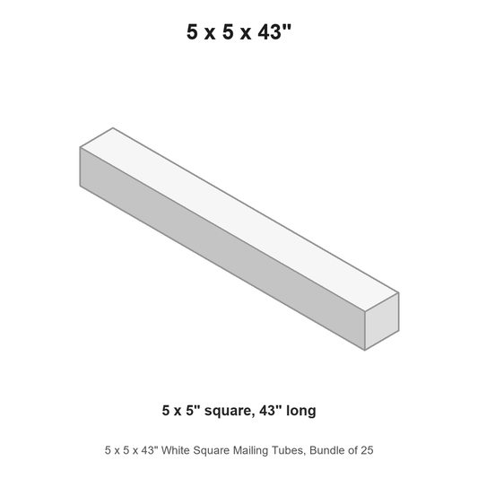 5 x 5 x 43" White Square Mailing Tubes