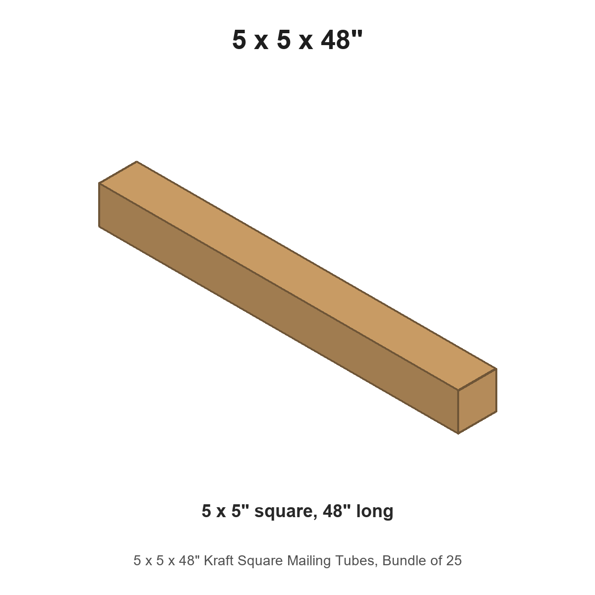 5 x 5 x 48" Kraft Square Mailing Tubes