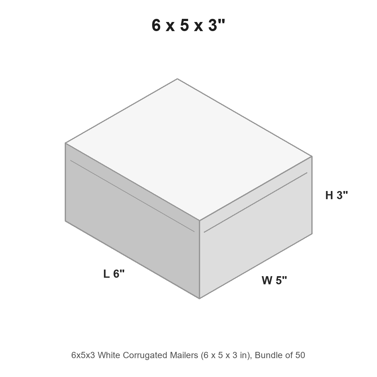 6x5x3 White Corrugated Mailers