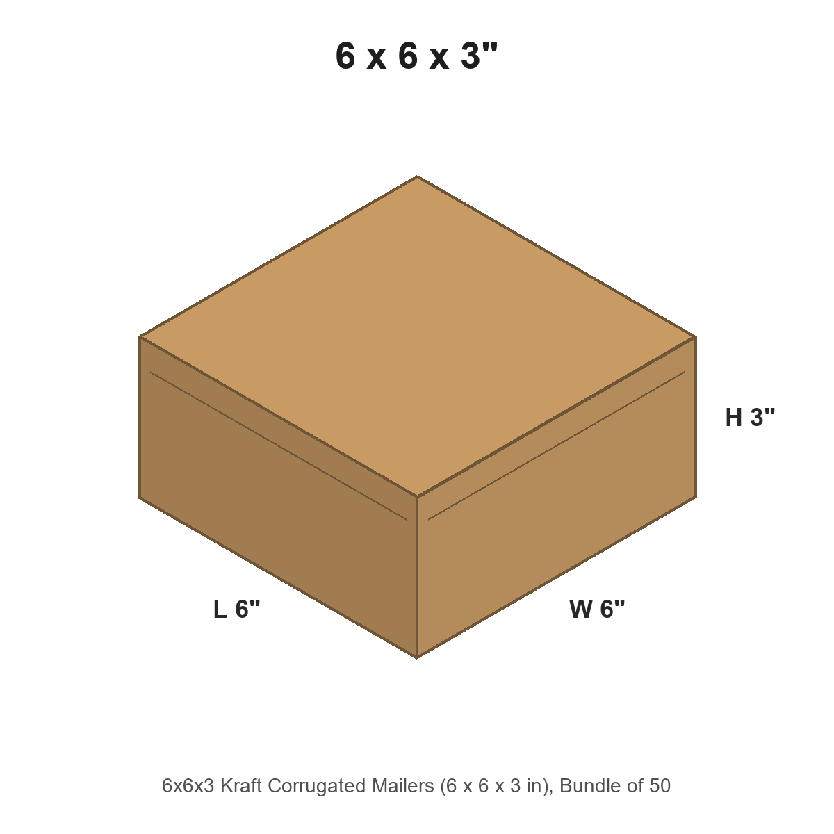 6x6x3 Kraft Corrugated Mailers